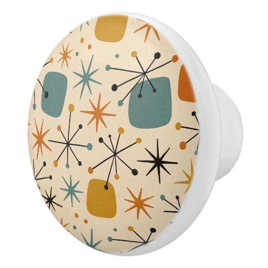 Mid Century Modern Starburst Pattern Keramische Knop (Rechts)