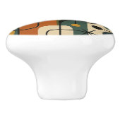 Mid Century Modern Starburst Pattern Keramische Knop (Zijkant)