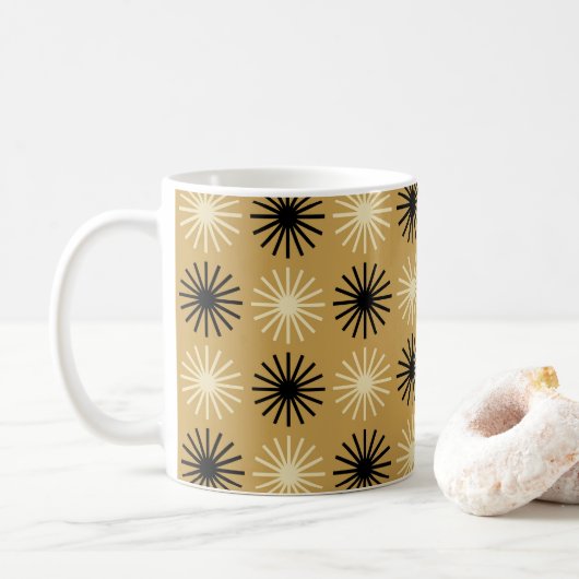 Mid Century Modern Starburst Pattern Koffiemok (Met donut)