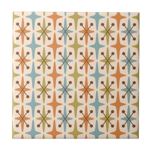 Mid Century Modern Starburst Pattern Kussensloop Tegeltje (Voorkant)