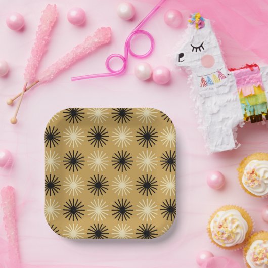 Mid Century Modern Starburst Pattern Papieren Bordje (Feest)