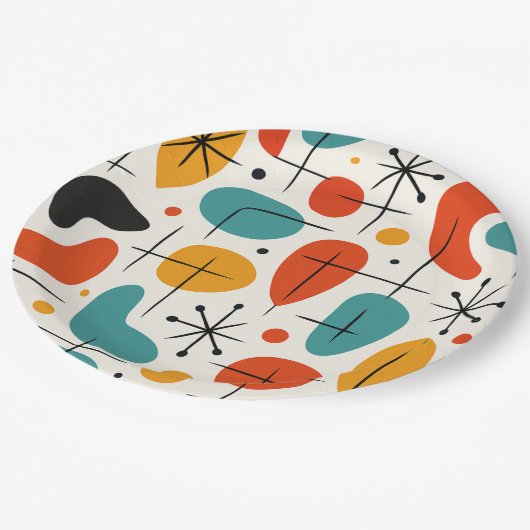 Mid Century Modern Starburst Pattern Papieren Bordje (Gekanteld)