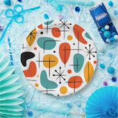 Mid Century Modern Starburst Pattern Papieren Bordje (Feest)