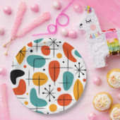 Mid Century Modern Starburst Pattern Papieren Bordje (Feest)