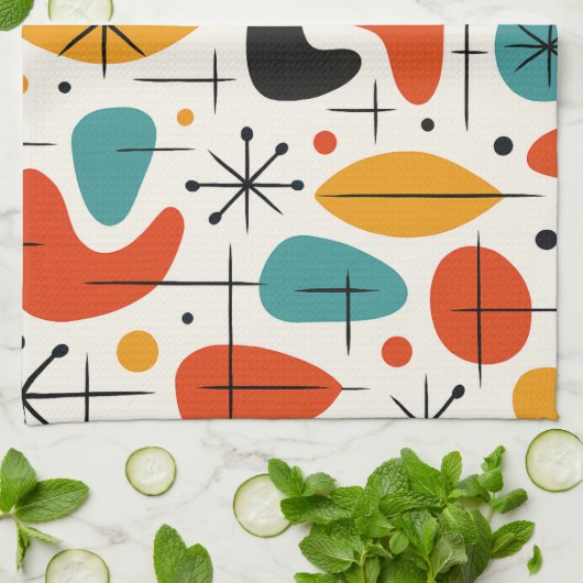 Mid Century Modern Starburst Pattern Theedoek (Gevouwen)