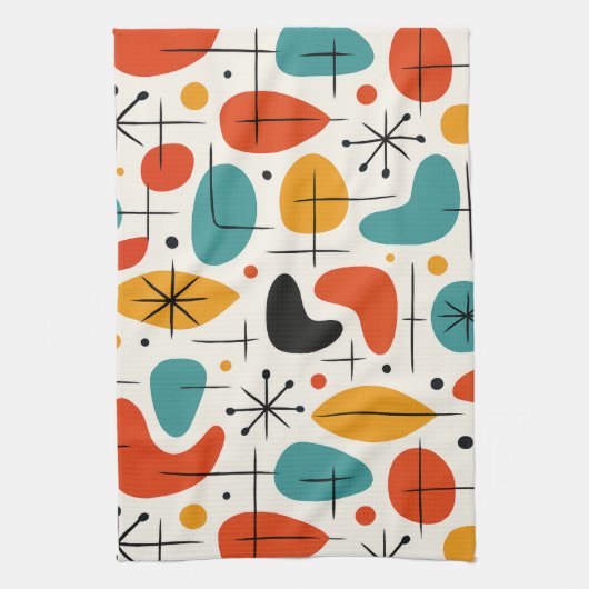 Mid Century Modern Starburst Pattern Theedoek (Verticaal)