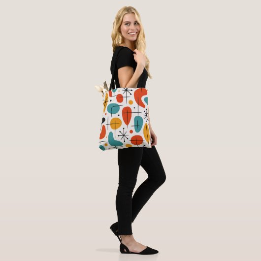 Mid Century Modern Starburst Pattern Tote Bag (Op model)