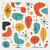 Mid Century Modern Starburst Pattern Vierkante Sticker (Voorkant)