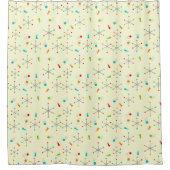 Mid-Century Modern Starburst Pattern Yellow Douchegordijn (Voorkant)