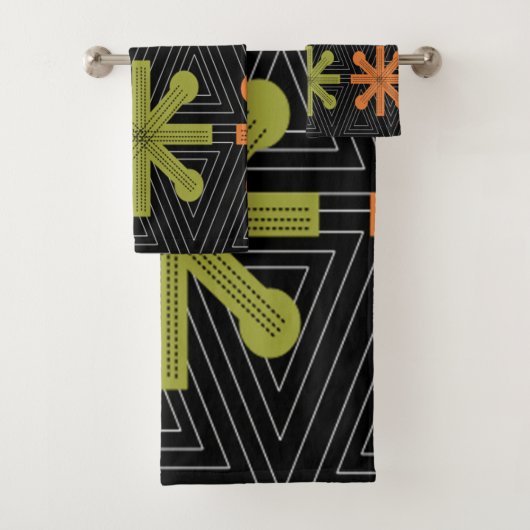 Mid-Century Modern Starburst Quilt Bad Handdoek (Insitu)