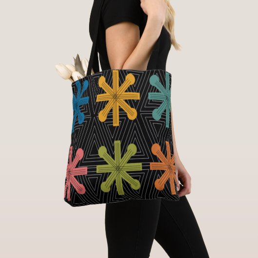 Mid-Century Modern Starburst Quilt Tote Bag (Dichtbij)
