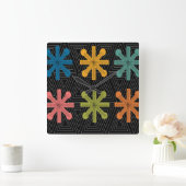 Mid-Century Modern Starburst Quilt Vierkante Klok (Huis)