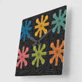 Mid-Century Modern Starburst Quilt Vierkante Klok (Hoek)
