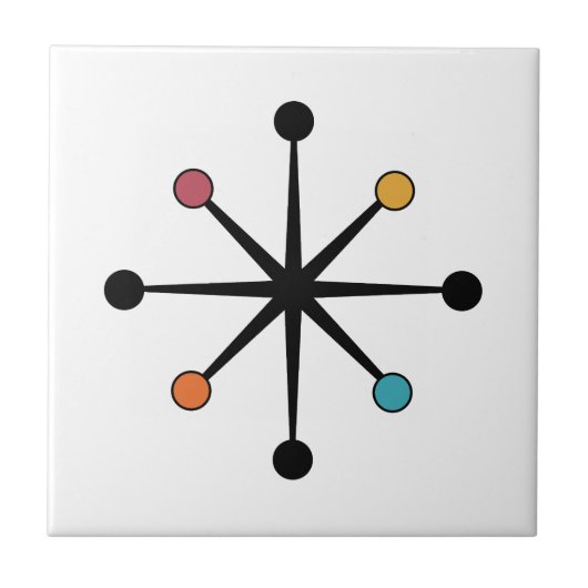Mid Century Modern Starburst Tegeltje (Voorkant)