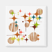 Mid Century Modern Starbursts en Wereldbollen Magn Magneet (Voorkant)