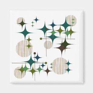 Mid Century Modern Starbursts en Wereldbollen Magn Magneet