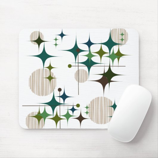 Mid Century Modern Starbursts en Wereldbollen Muis Muismat (Met muis)