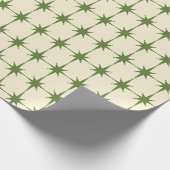 Mid Century Modern Starbursts Olijfgroen Patroon Cadeaupapier (Hoek)