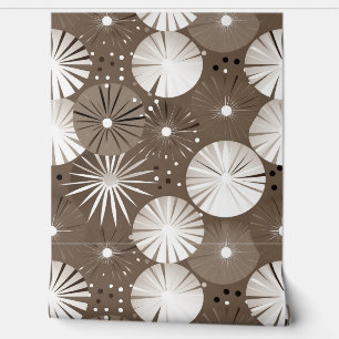 Mid Century Modern Starbursts Sepia en Wit Behang