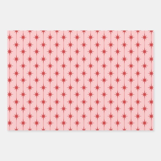Mid Century Modern Stars and Dots Atomic Pattern Inpakpapier Vel (Voorkant)