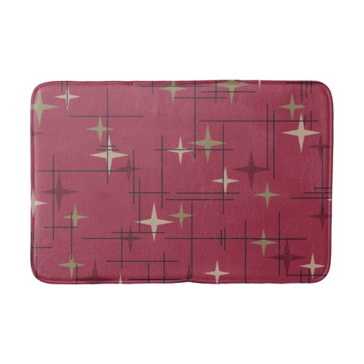 Mid Century Modern Stars Maroon Badmat (Voorkant)
