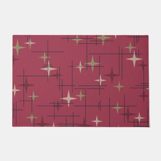 Mid Century Modern Stars Maroon Deurmat (Voorkant)