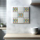 Mid Century Modern  Stars Ovaal op Polen Tegeltje