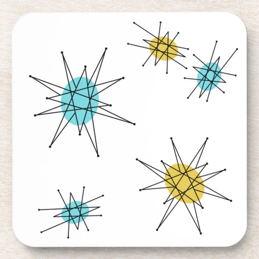 Mid Century Modern stijl, Atomic Starburst Bier Onderzetter (Voorkant)