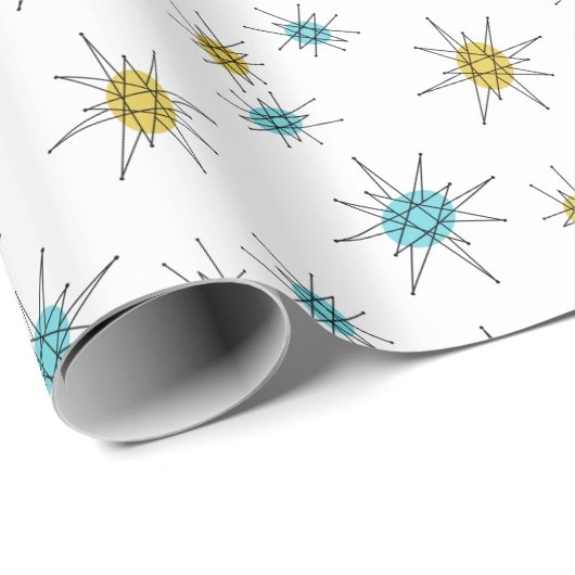 Mid Century Modern stijl, Atomic Starburst Cadeaupapier (Rol Hoek)