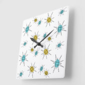 Mid Century Modern stijl, Atomic Starburst Vierkante Klok (Hoek)