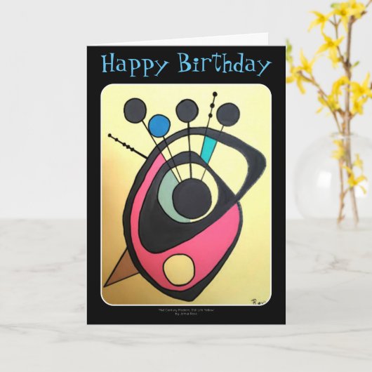 'Mid Century Modern Still Life Yellow' op een slec Kaart (Gele Bloem)