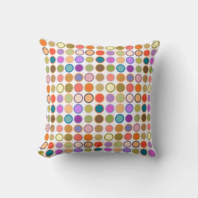 Mid-Century Modern Stippen, Meerdere Kleuren op Wi Kussen (Voorkant)