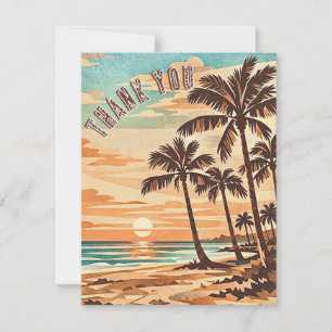 mid century modern strand Hawaii zonsondergang pal Bedankkaart