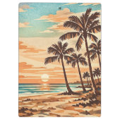 mid century modern strand Hawaii zonsondergang pal Klembord (Achterkant)