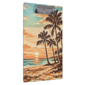 mid century modern strand Hawaii zonsondergang pal Klembord (Rechts)