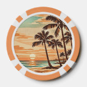 mid century modern strand Hawaii zonsondergang pal Poker Chips (Achterkant)