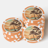 mid century modern strand Hawaii zonsondergang pal Poker Chips (Opstapeling)