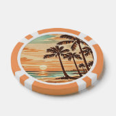 mid century modern strand Hawaii zonsondergang pal Poker Chips (Enkel)