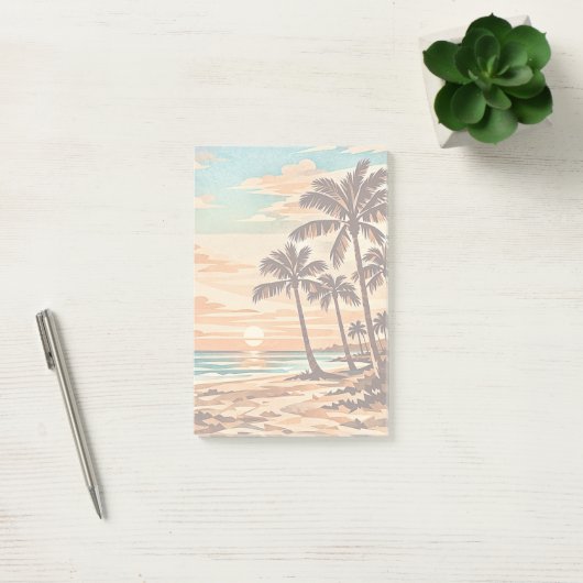 mid century modern strand Hawaii zonsondergang pal Post-it® Notes (Kantoor)