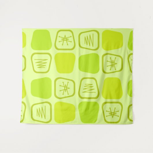 Mid Century Modern Stretted Squares Chartreuse Wandkleed (Voorkant (horizontaal))