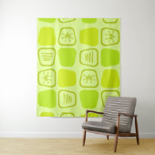 Mid Century Modern Stretted Squares Chartreuse Wandkleed (In situ)