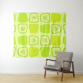 Mid Century Modern Stretted Squares Chartreuse Wandkleed (In Situ (horizontaal))