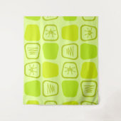 Mid Century Modern Stretted Squares Chartreuse Wandkleed (Voorkant)