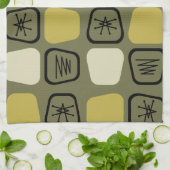 Mid Century Modern Stretted Squares Olive Theedoek (Gevouwen)