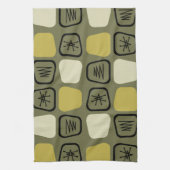 Mid Century Modern Stretted Squares Olive Theedoek (Verticaal)