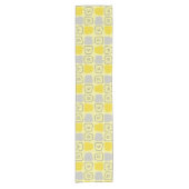 Mid Century Modern Stretted Squares Yellow Korte Tafelloper (Voorkant)