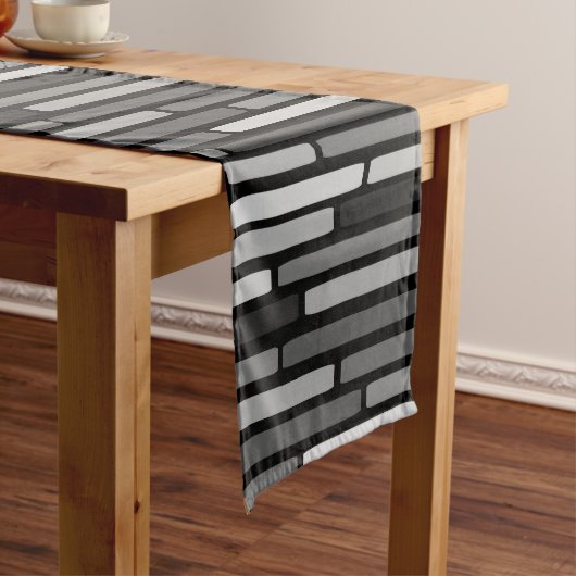 Mid Century Modern Stripes Black Korte Tafelloper (Voorbeeld)