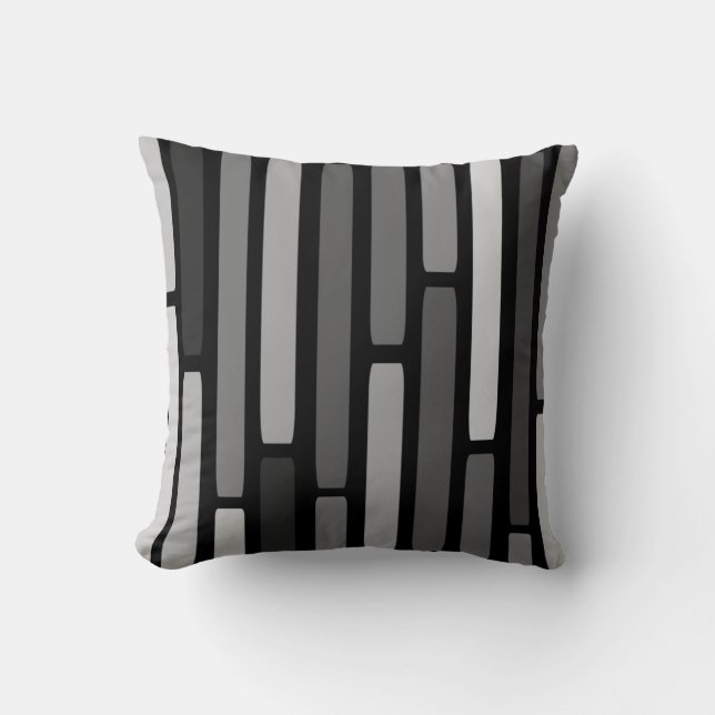 Mid Century Modern Stripes Black Kussen (Voorkant)