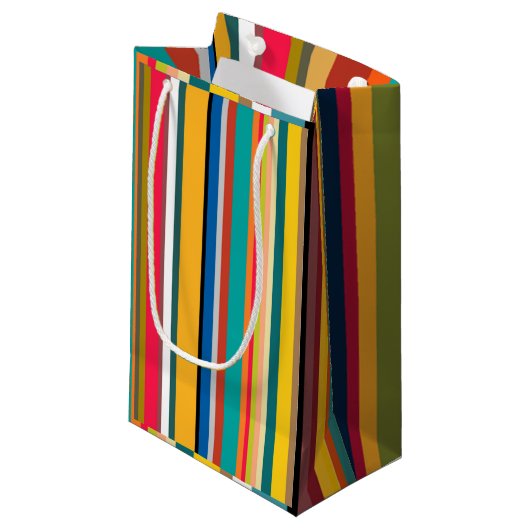 Mid-Century Modern Stripes  Klein Cadeauzakje (Voorkant Gekanteld)