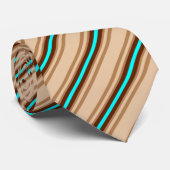 Mid-Century Modern Stripes, Tan. Bruin en Aqua Stropdas (Opgerold)
